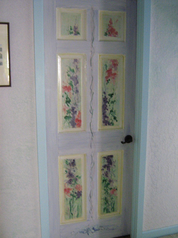 floral accent door painting